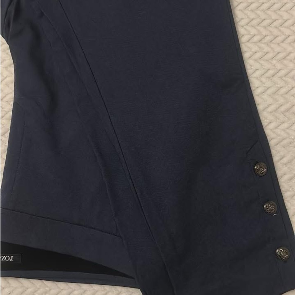 Navy Pants with Button Detail